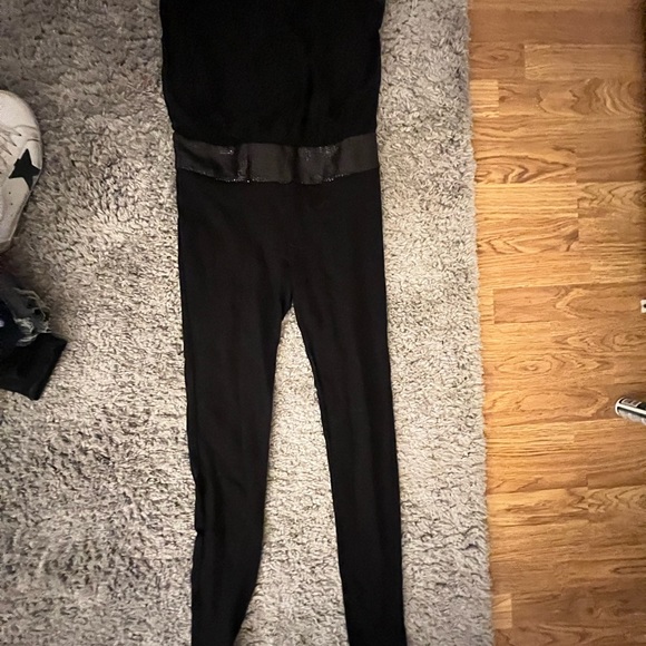 Gorgeous jumpsuit; spandex material with black beadwork - Picture 4 of 7